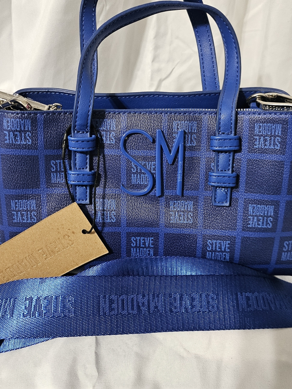 Steve Madden Royal Blue SM Logo Crossbody Satchel with Matching Strap